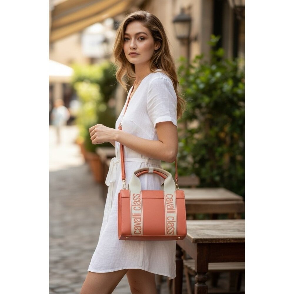 Cavalli Class Serafina Coral Top Handle Tote Crossbody Satchel Bag NWT